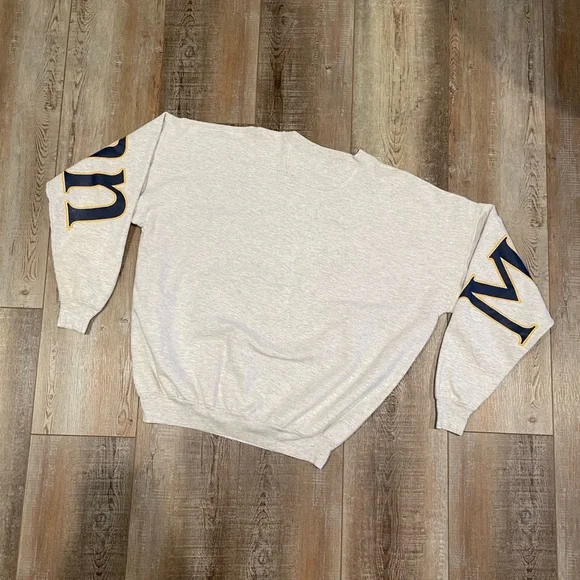 RARE Vintage 90s University of Michigan Calhoun Big Logo Spellout Sweatshirt - Picture 3 of 6